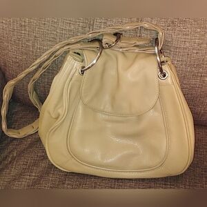 Charles David Cream Leather Shoulder Bag